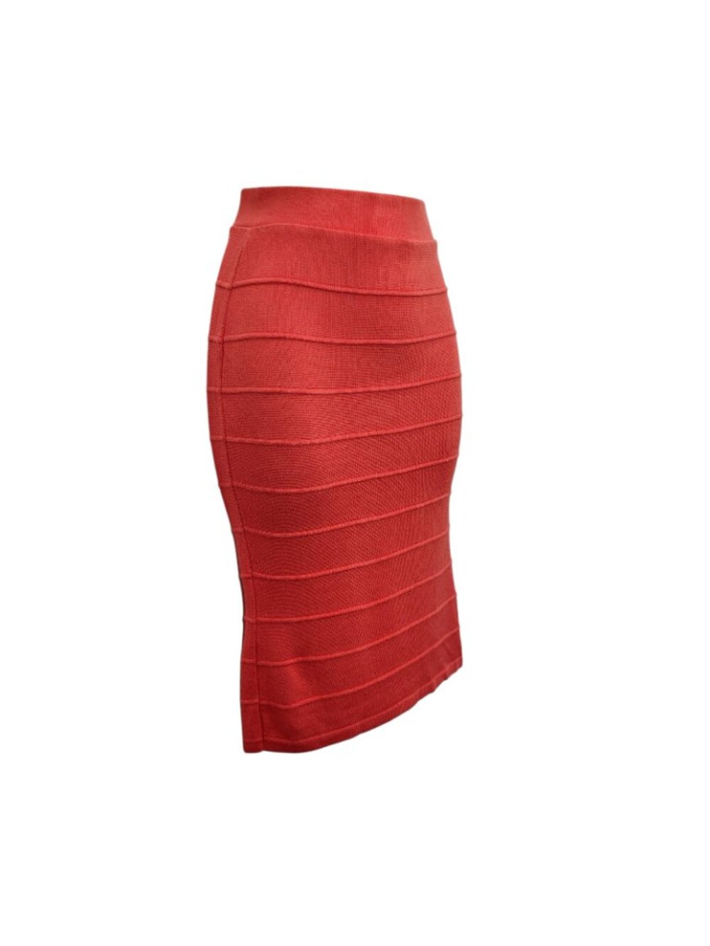 Hena Skirt Women Small Orange Midi Elastic Waist Pencil Stretch